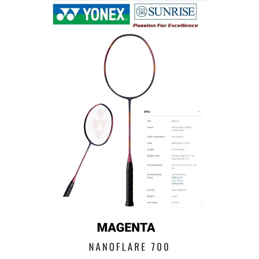 Yonex Nanoflare 700 Raket Badminton Original