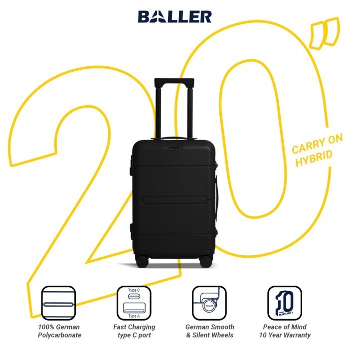 Koper Baller Polycarbonate Carry On 20 Inch - Black