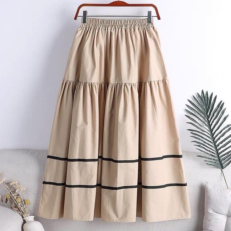 Flash Sale Rok Mayung Panjang Polos Bahan Katun Linen Premium Rok Korean Style Wanita Terbaru 2023 K