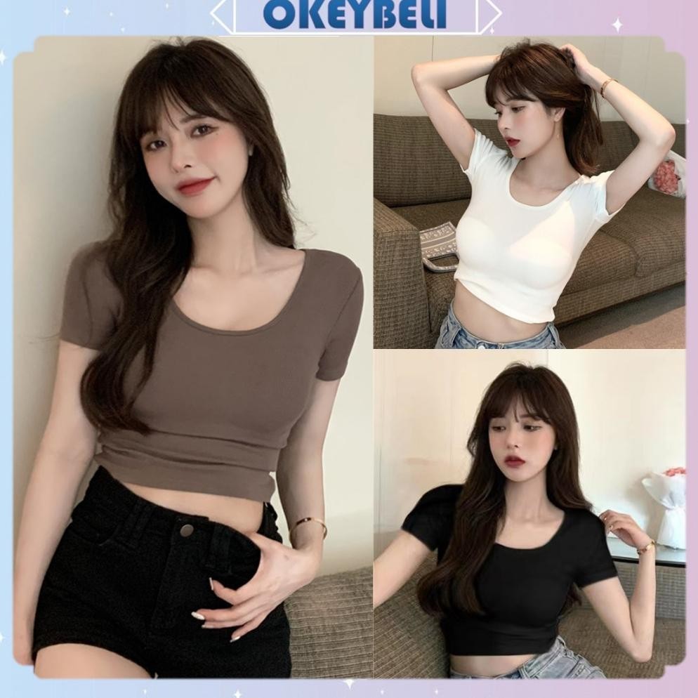 Bj1120 Baju Atasan Kaos Korean Wanita Sexy Crop Top Crop Tee Lengan Pendek Wanita Kekinian Fashion