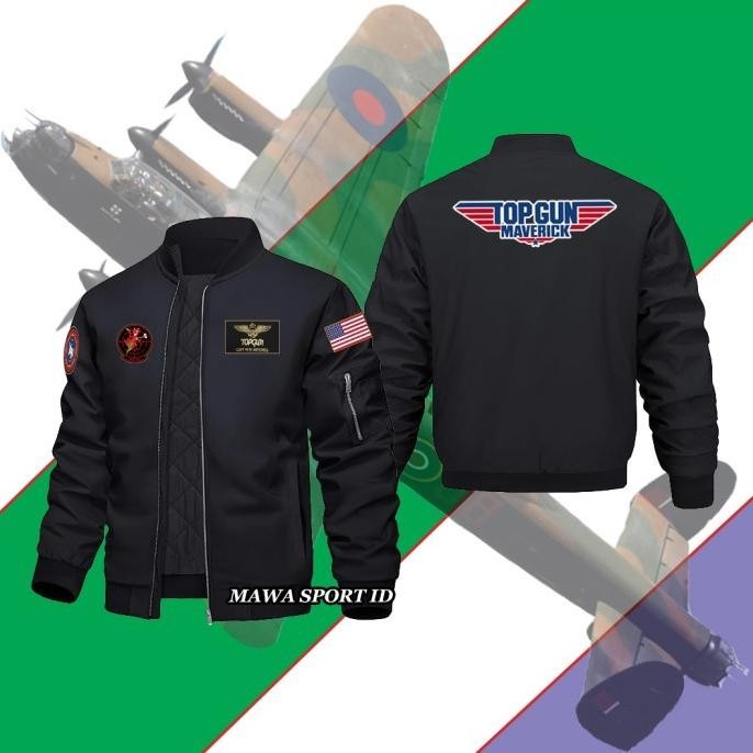 JAKET MOTOR BOMBER PRIA TOP GUN ARMY US MAVERICK UNISEX TERBARU M-XXL SYARIFAHKHANSA17