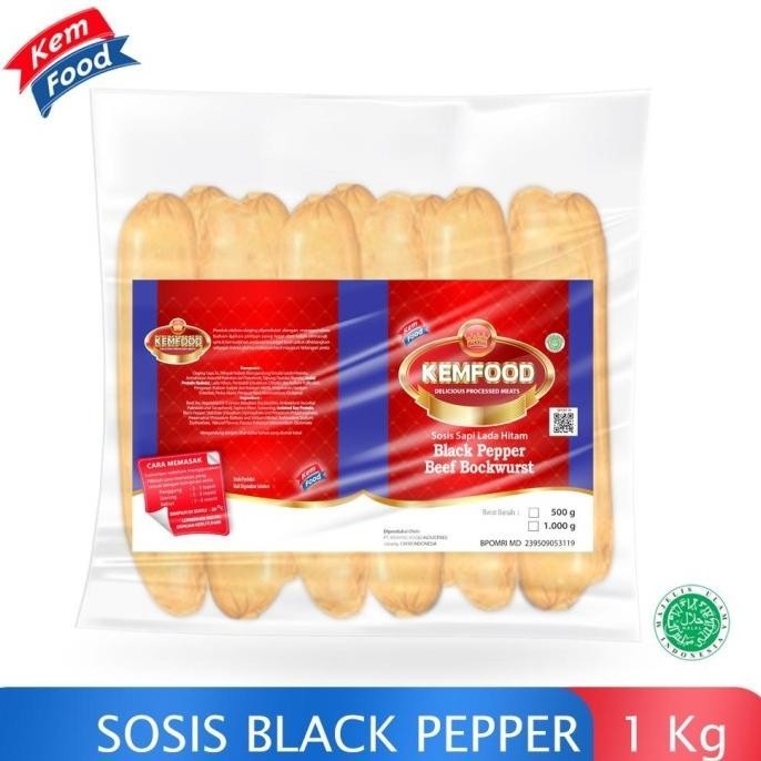 

Kemfood Sosis Sapi Black Pepper Beef Bockwurst - 1 Kg #Gratisongkir Faatinasarah