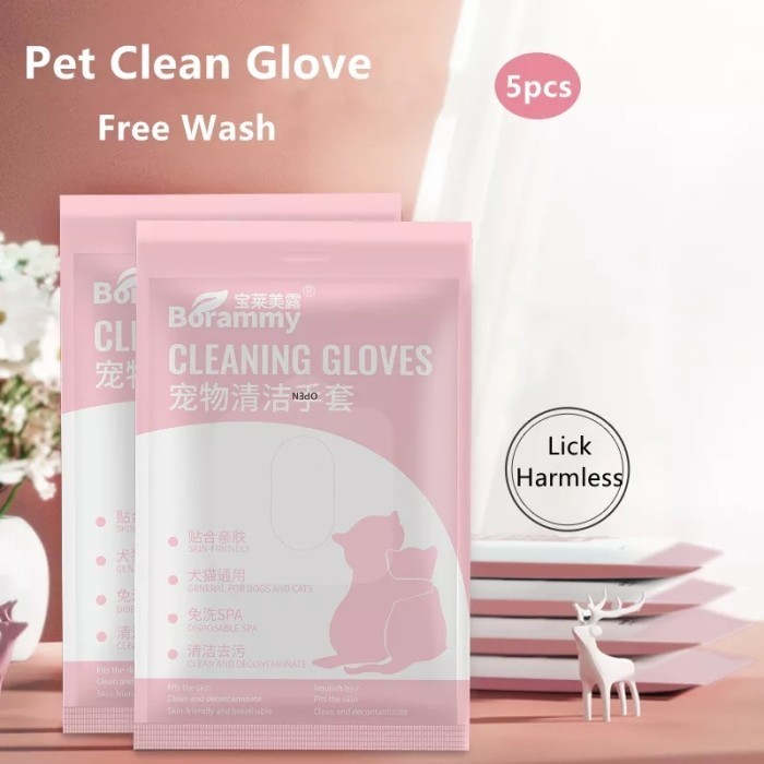 Pet Gloves Free Wash Pet Cleaning Gloves Isi 5Pcs