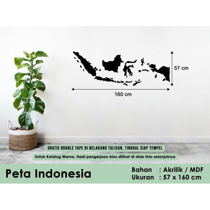 Peta Indonesia - Lebar 160 Cm - Akrilik / Mdf