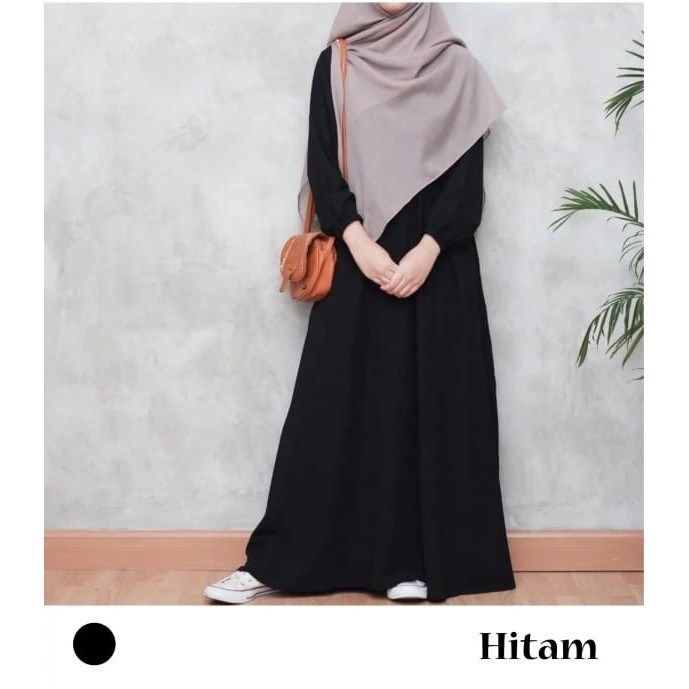 Gamis Dewasa Gamis Syari Remaja Polos Kekinian Jumbo Hitam Putih Wanita Dewasa - Hitam, M