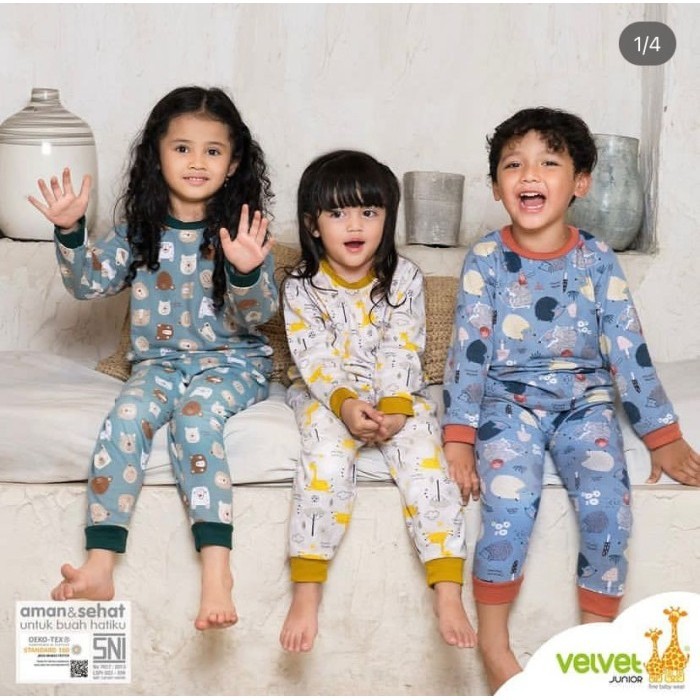 Piyama Baju Tidur Anak Laki Laki Velvet Junior Big Size 3 Tahun-3Setel