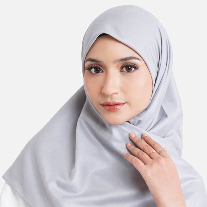 Queensland Hijab Instan Polos Wanita Lin000017Q Abu Muda