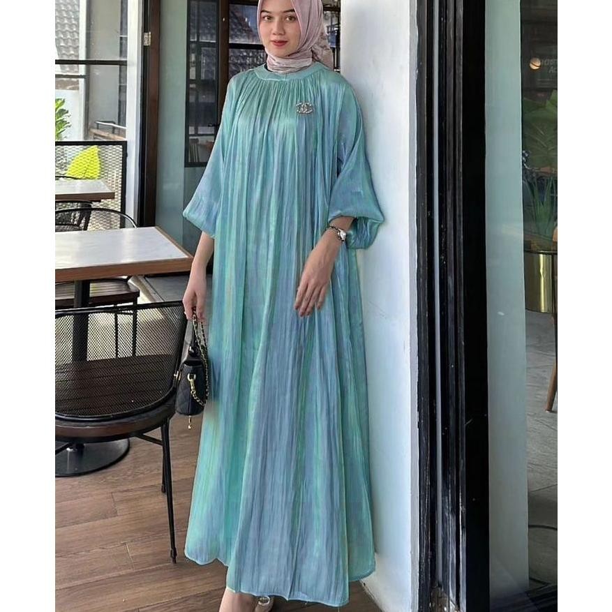 el_colect- Gamis jumbo ld 140 Ameera dress Gamis shimer silk premium Gamis bahan silk Premium Gamis 