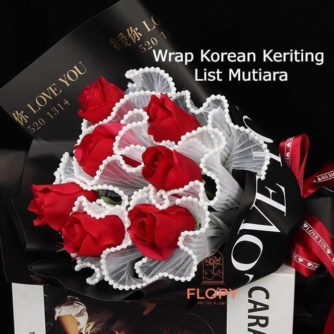 

TERLARIS [28 cm x 5 Yard] Wrap Korean Keriting List Mutiara / Wrapping Mesh Buket Bunga ke-21
