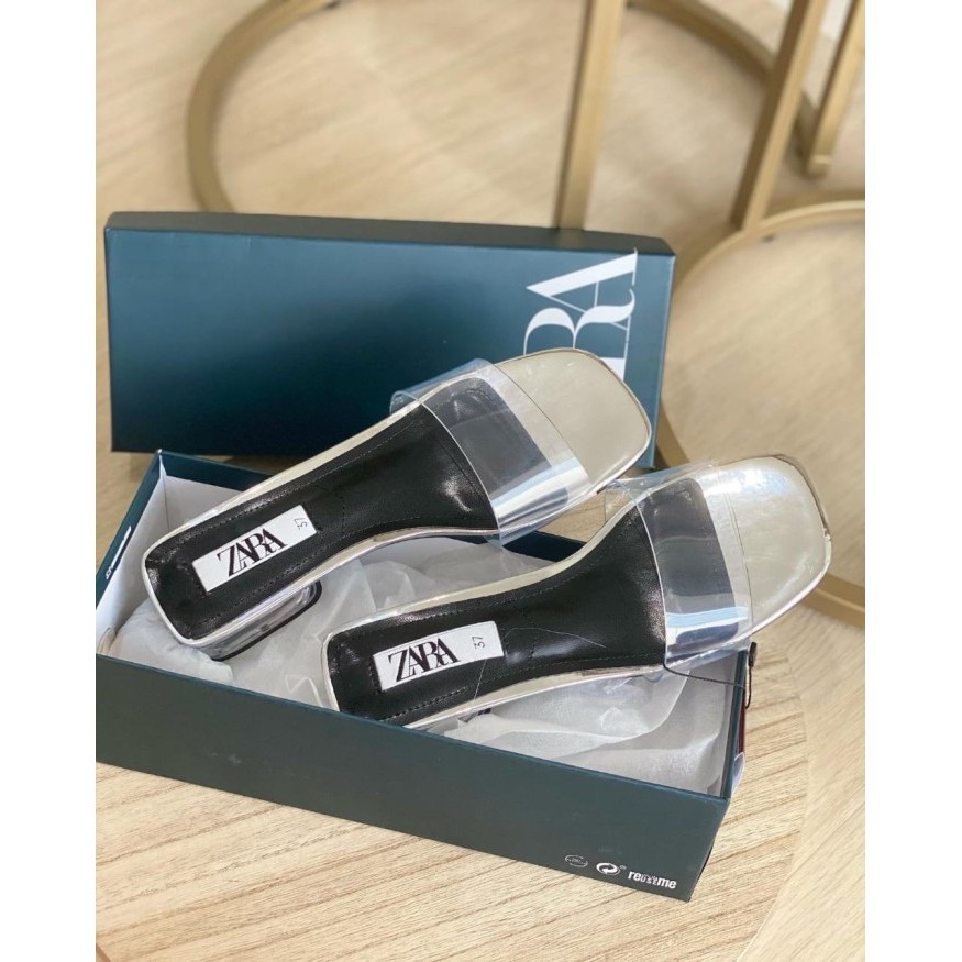 Sandal Zara Transparant Ori / Sandal Branded Wanita / Sandal Hak