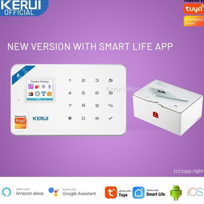 Original Kerui W18 Wireless Gsm Wifi Alarm Rumah Paket Custom Kualitas Premium