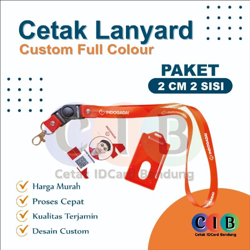 

PAKET TALI LANYARD UKURAN 2 CM 2 SISI FULL COLOR CUSTOM PRINTING SUBLIME PAKET TALI ID CARD / NAME TAG