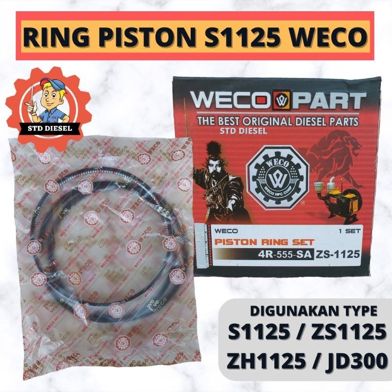 RING PISTON MERK WECO S1125 ZH1125 ZS1125 JD1125 1125 28 HP PK MERK WICO WEKO 4 RENG SEKER SEHER