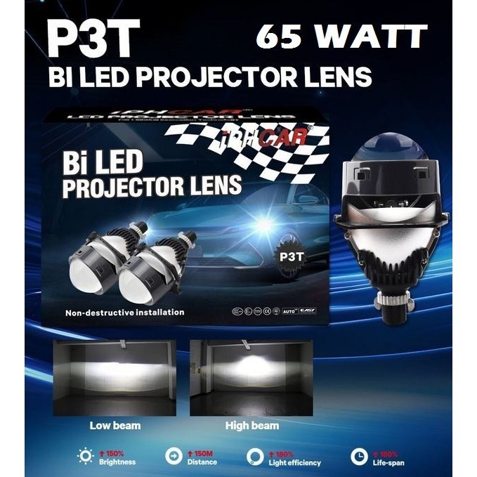 BARU LAMPU BILED IPHCAR P3T 3 INCH 65W 65 WATT BLUE LENS HEADLAMP MOBIL