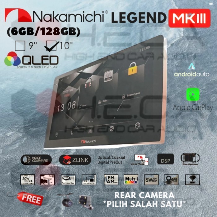 Masih Nakamichi Legend Mkiii 6/128 Gb 10" Android Mk3 Head Unit + Camera