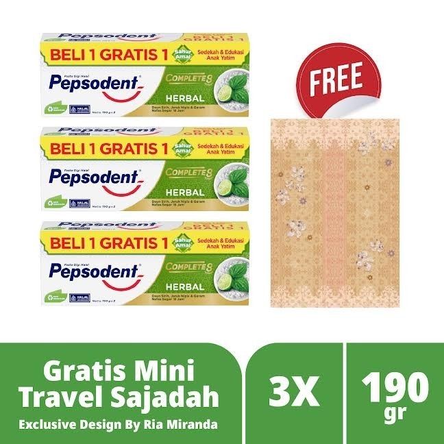 Buy 1 Get 1 Free Pepsodent Pasta Gigi - 190Gr Isi 3 + Sajadah