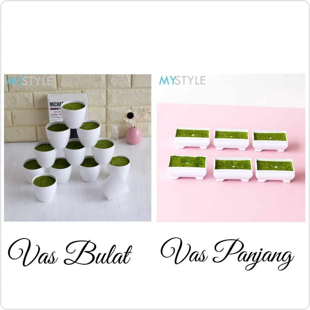 T7G MYSTYLE VAS PANJANG VAS BULAT HANYA VAS+BUSA RUMPUT DEKORASI BUNGA PLASTIK E6C