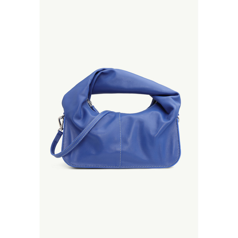 YUZEFI Wonton Twisted Top Handle Bag in Blue with Removable Strap