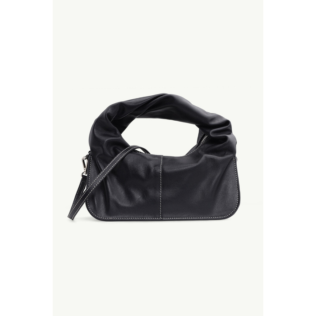 YUZEFI Wonton Twisted Top Handle Bag in Black with Removable Strap