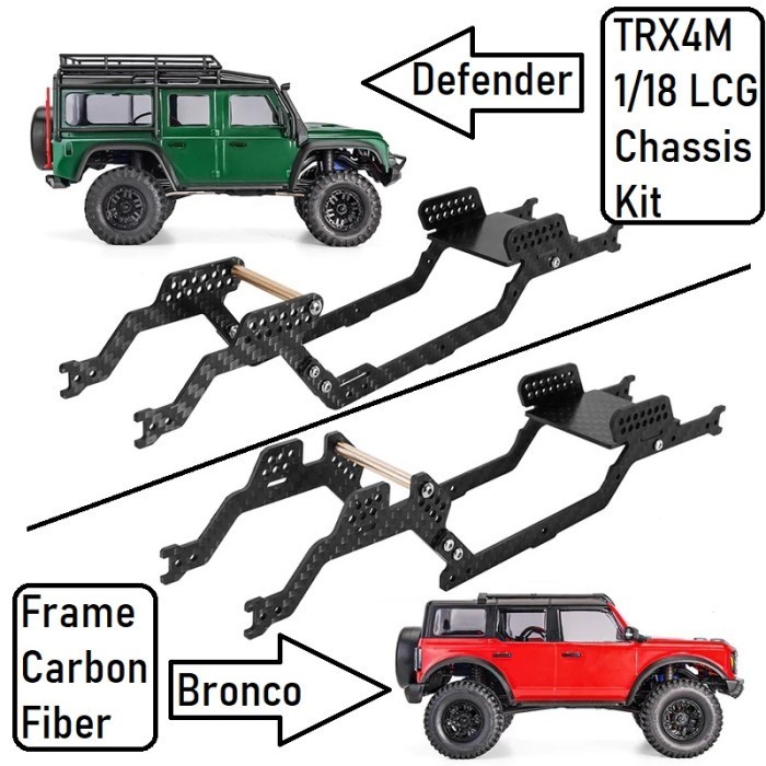 TRX4M LCG Chassis Kit Frame Carbon Fiber Defender Bronco 1/18 Rc Car