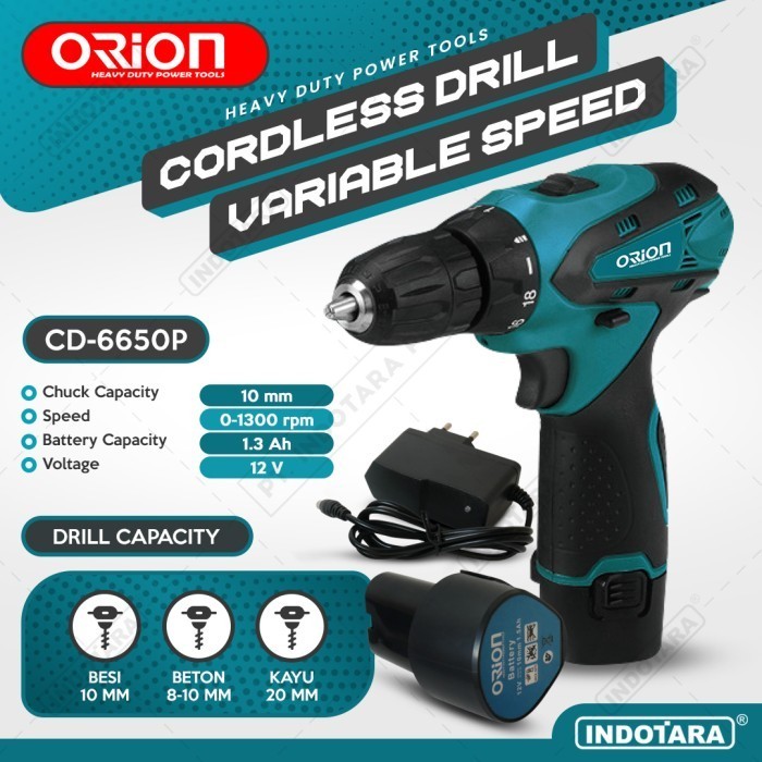 MESIN BOR BATERAI CORDLESS DRILL BOR TANGAN BATERAI 12V ORION CD-6650P