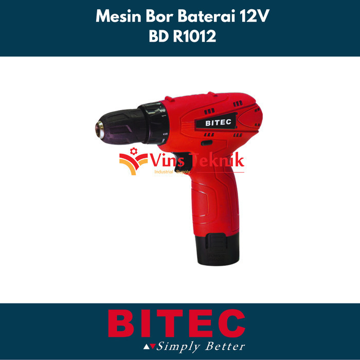 MESIN BOR BATERAI 12V CORDLESS DRILL DRIVER BDR1012 BITEC BD R 1012