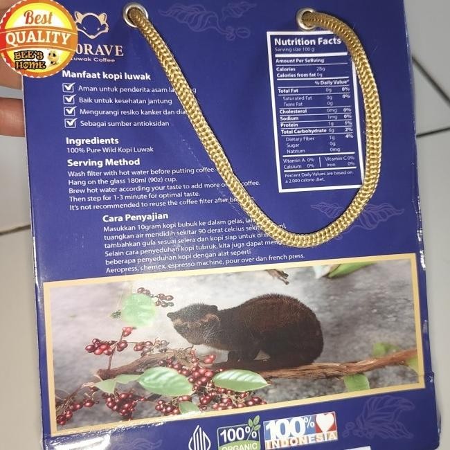 

Baru KOPI LUWAK LIAR Luwak Morave Wild Pure Luwak Coffee halal 100 gr Kode Ql 078