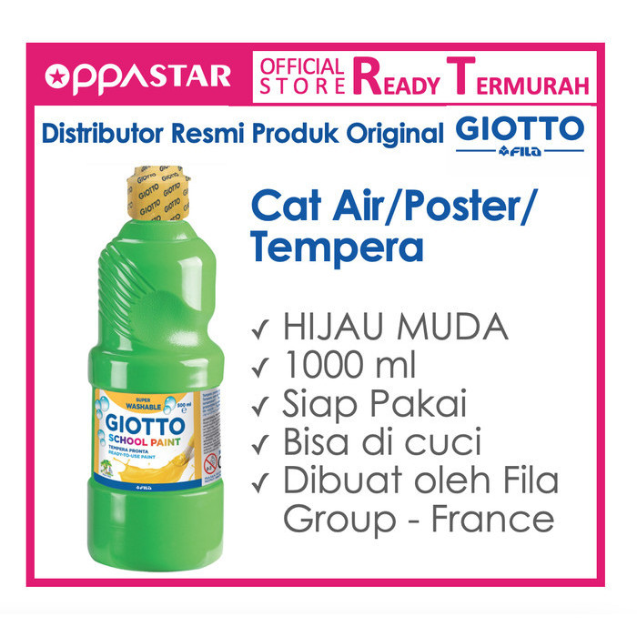 

Giotto School Paint 1000 Ml Cinnabar Green Hijau - Cat Poster Kertas