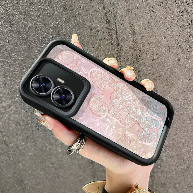 Casing Hp Realme C55 Realme Narzo N55 Case pola kelinci batu bata dan batu Casing HP ganda sederhana