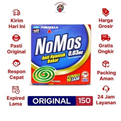 Obat Nyamuk Bakar Nomos Anti DBD Jumbo 10 Jam 150 Gr
