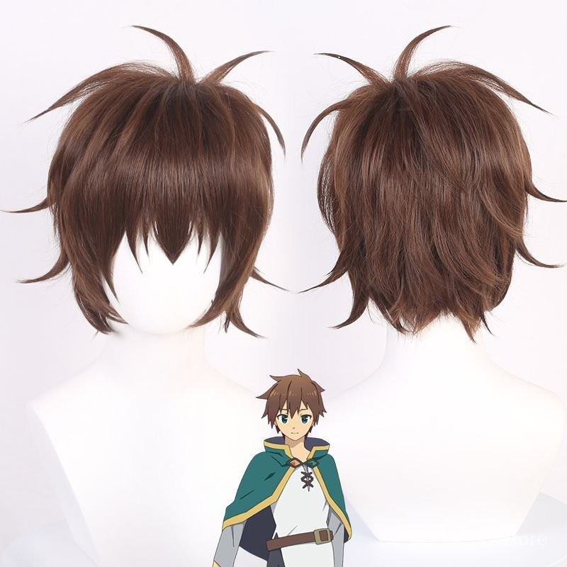 【MPID】Konosuba Cosplay Sato Kazuma Wig Kono Subarashī Sekai Ni Shukufuku Wo Short Brown Teguran