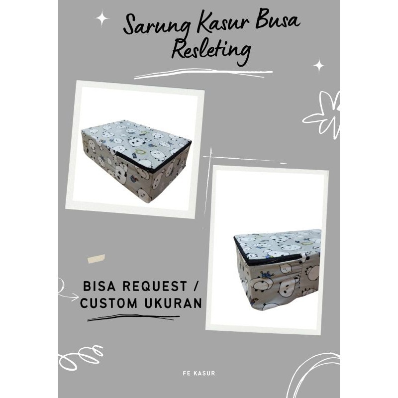 Sarung Kasur Busa resleting uk 180 x 180/200 x 15/20, BISA REQUEST UKURAN