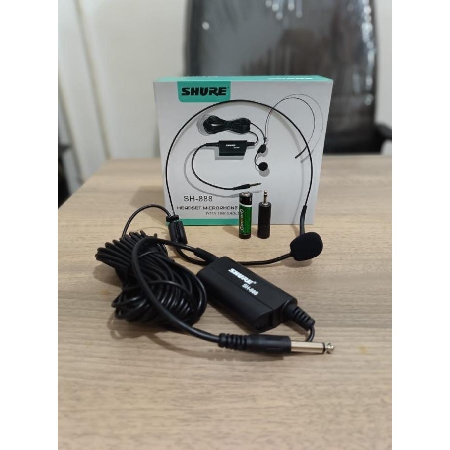 Mic Headset Bando Mic Kabel Shure SH 888 Panjang Kabel 10meter TRM