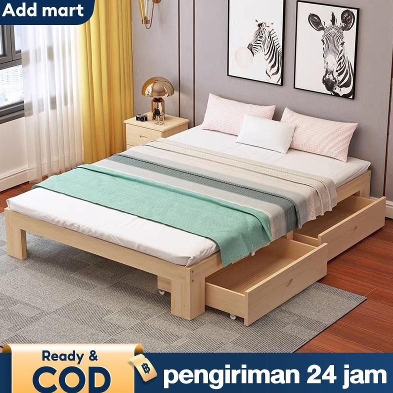 Dipan Lantai Tempat Tidur Kayu Asli tempat tidur kayu Tempat Tidur Minimalis