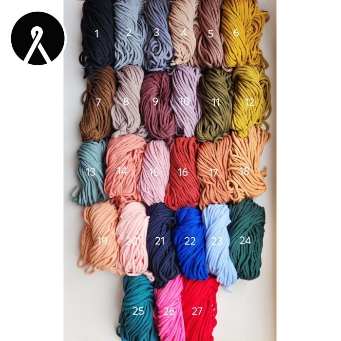 

Benang Rajut Tali Macrame Polyester Premium (Tie-A-Knot Udon Yarn 6Mm)