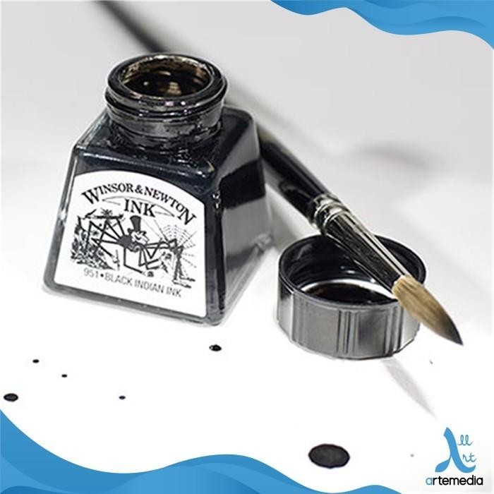 

Tinta Kaligrafi Winsor & Newton Black Indian Drawing Ink Pigment Color Best Seller