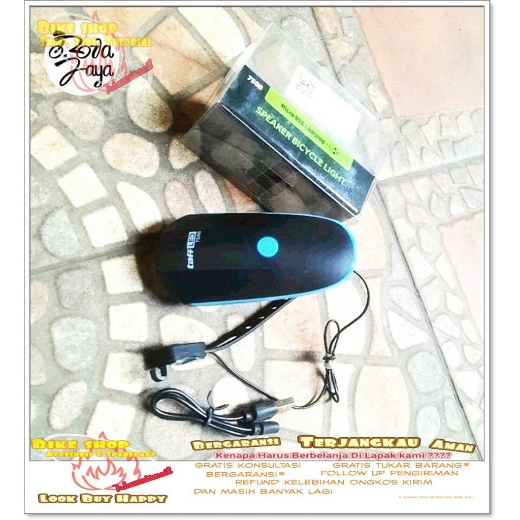 LAMPU DEPAN SEPEDA LED dengan KLAKSON HITAM Sepeda MTB BMX