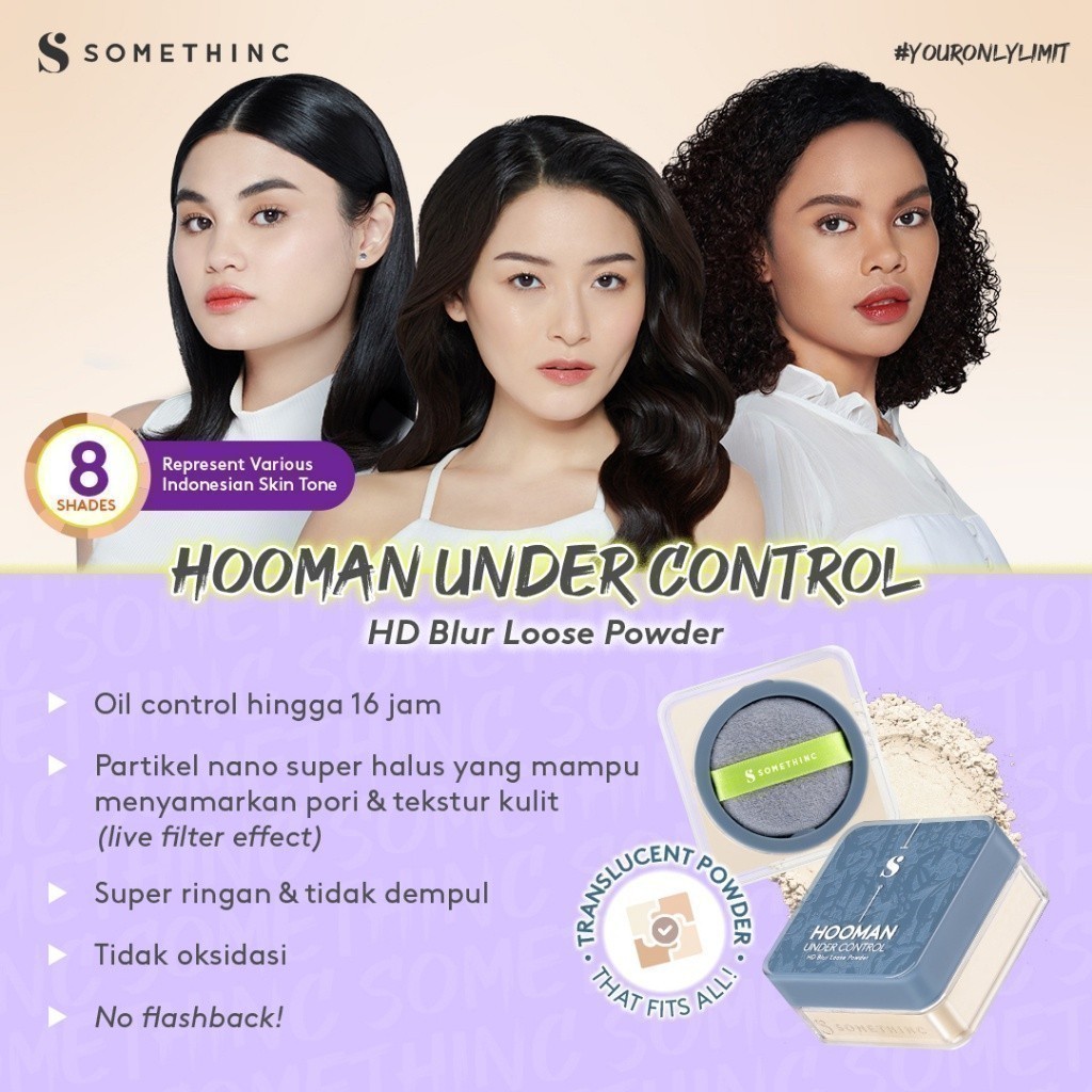 SOMETHINC [2 PCS] Paket Party-Proof Duo (Hooman Loose Powder + Powder Brush)