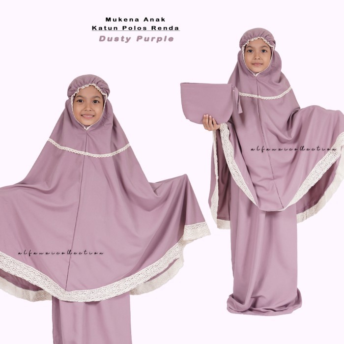 Mukena Katun Polos Renda / Mukena Anak Katun Polos