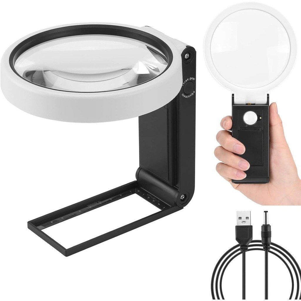 

Terbaru - FOX Kaca Pembesar Folding Genggam Magnifier Glass 6x 25x with LED UV - TH-7018-A