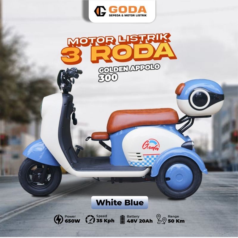 SEPEDA LISTRIK GODA RODA TIGA ANTI AIR GOLDEN APOLO 300