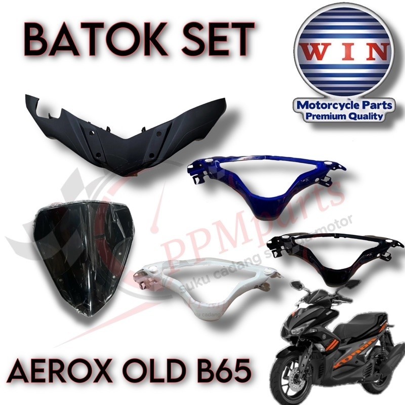 Batok Depan Belakang Set Visor Aerox 155 Old Hitam 2017 2018 2019 2020 WIN B65-F6143-00