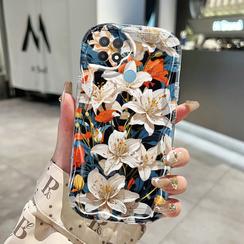 Casing Hp OPPO A15 A15s A35 Case sarung HP pola bunga elegan Kesing Double lembut Softcase perlindun