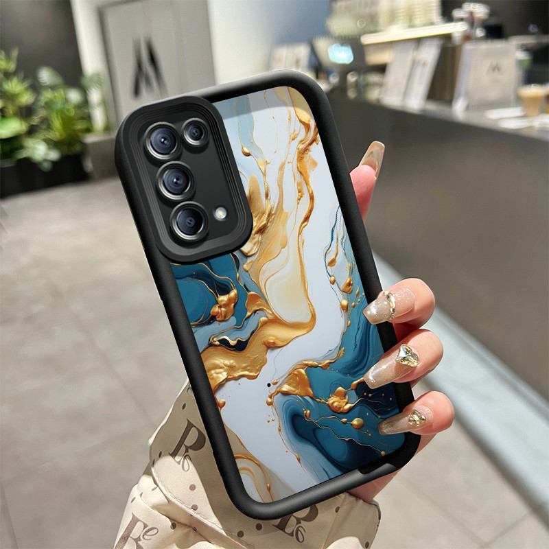 Casing Hp OPPO Reno 5 OPPO Reno 5K Case lembut HP ponsel pola grafiti tinta ungu Softcase pelindung 