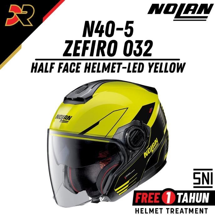 Nolan N40-5 032 Zefiro Led Yellow N-Com Helm Half Face Sni N405 Queretacill