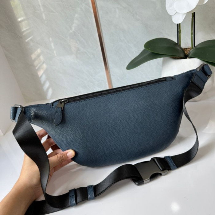 Tas Pria Ch 000 Waistbag Unisex Warren Stripe Full Leather Belt Bag