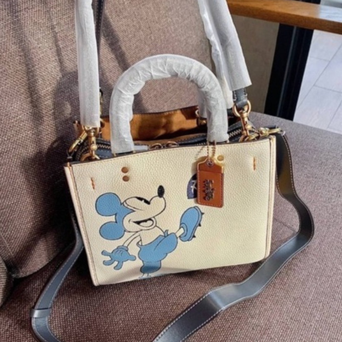 Tas Wanita Ch X Disney Mickey Mouse Series Natural Leather Sling Bag