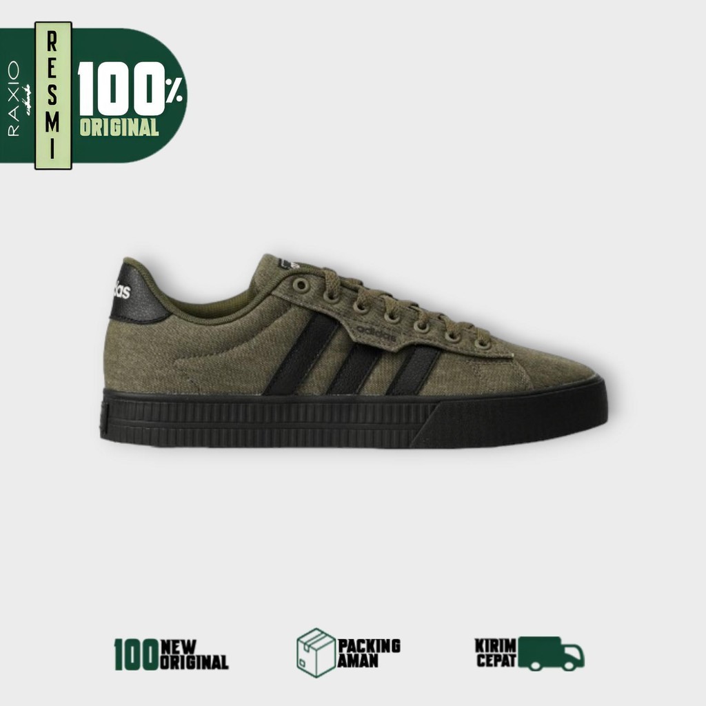 Sepatu Sneakers Adidas Neo Daily 3.0 Dark Olive Core Black Hitam Original Ori Asli BNIB Murah