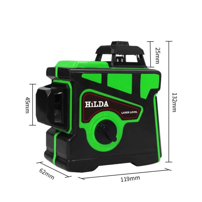 Laser Level 12 3D Hilda Laser Level Pengukur Dimensi + Tropod
