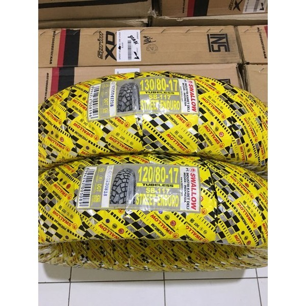 Ban Luar Swallow 1 Set Depan Belakang Ukuran 120 80 Ring 17 Dan 130 80 Ring 17 Sb 117 Street Enduro